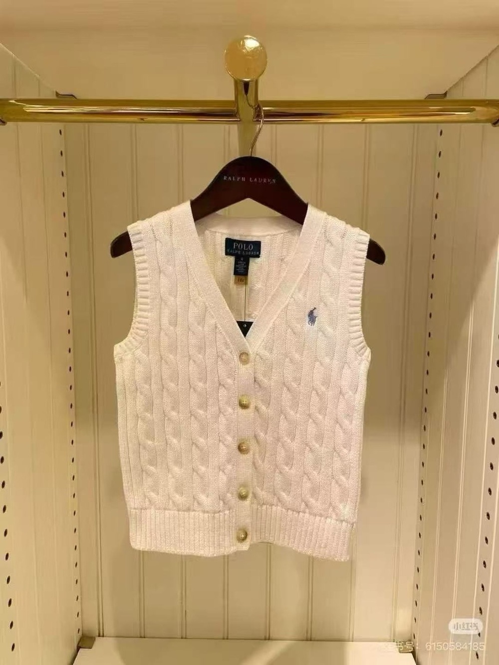 NWT Polo Ralph Lauren Girl’s White Cable Knit Sweater Vest Size 6X